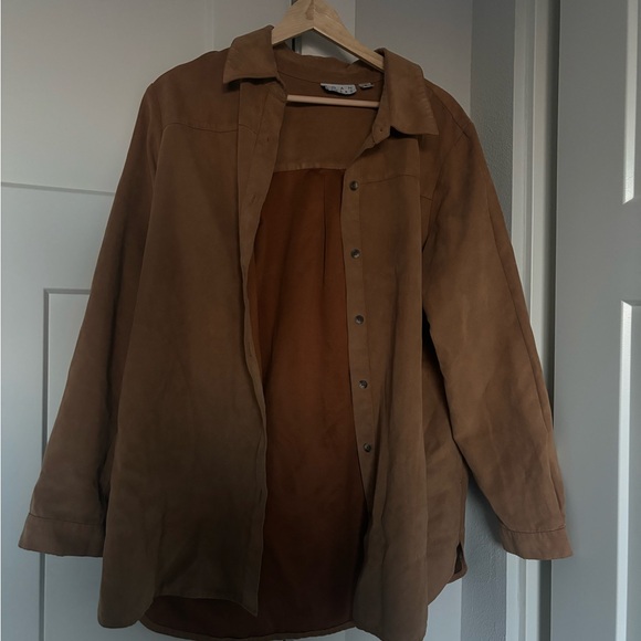 Joan Rivers Suede Button Down Shirt - Picture 2 of 3